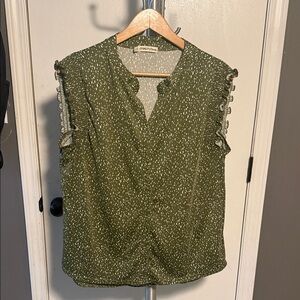 Universal Thread Olive Green Blouse with Button Detail